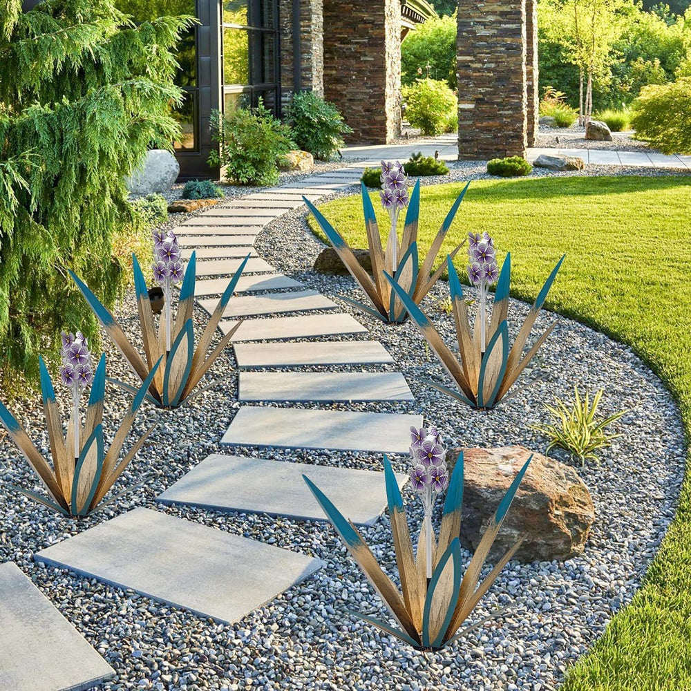 LCJECV agave sculptures in large planter showing how to style in containers for impact