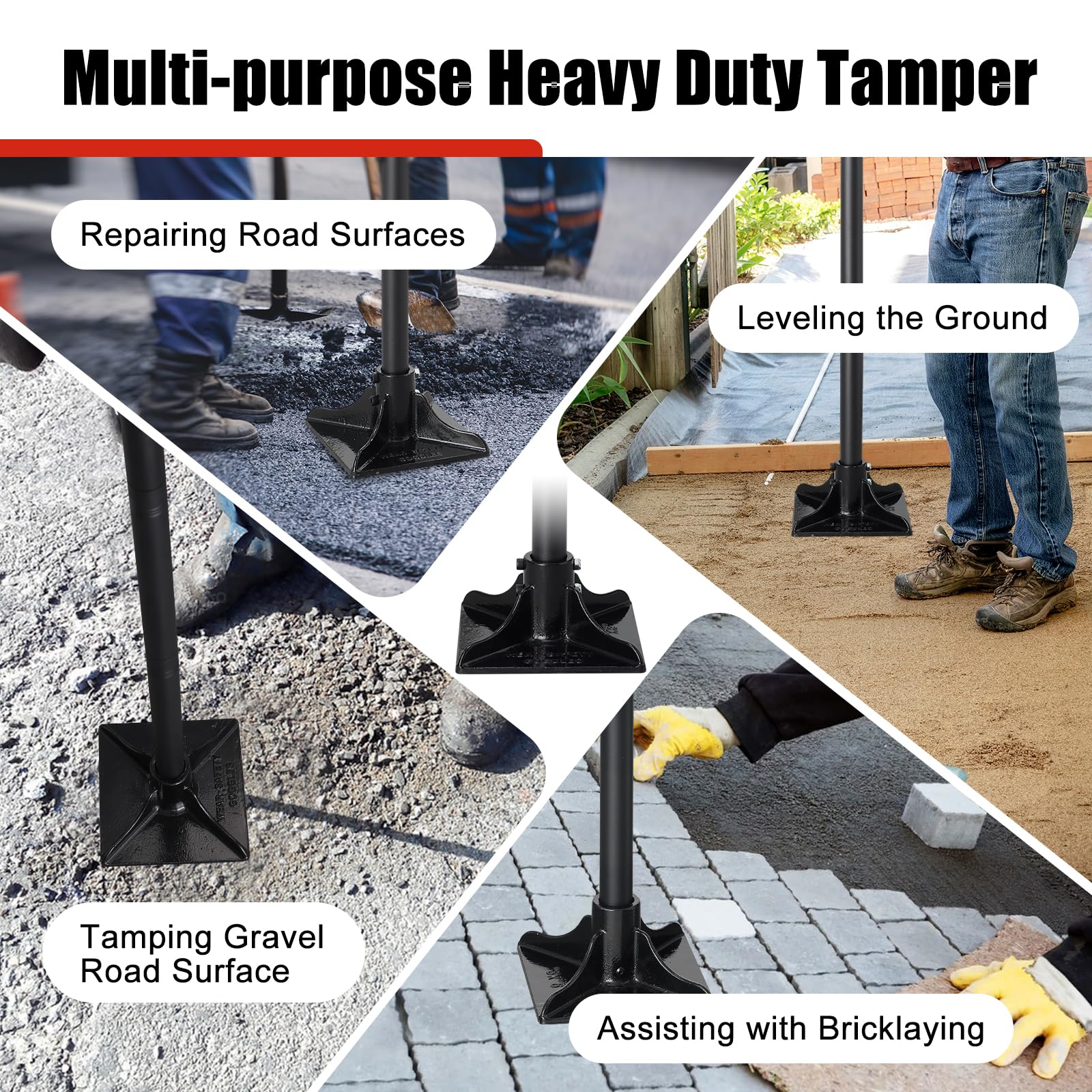 Lcokeiy lifestyle shot gardener using tamper on pathway demonstrating practical effectiveness