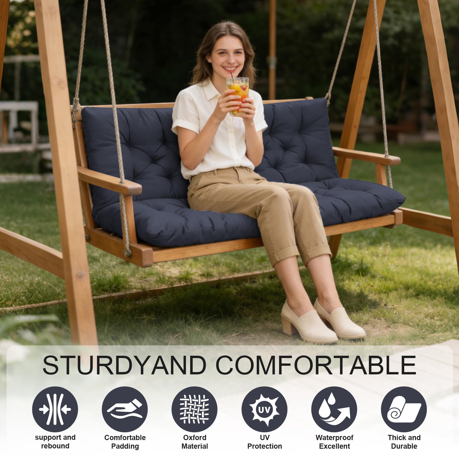 LCYY.TG seat tie detail demonstrating secure fastening to keep cushions in place