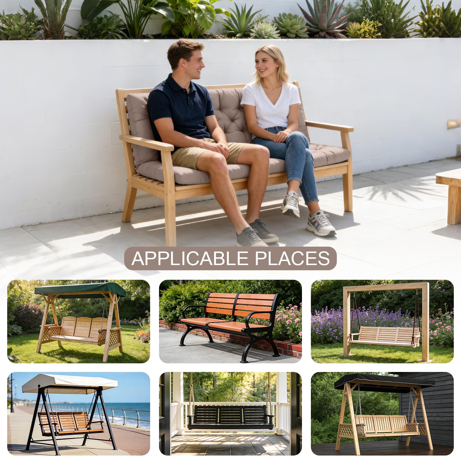 LCYY.TG cushions on bench to show scale and three-seat fit