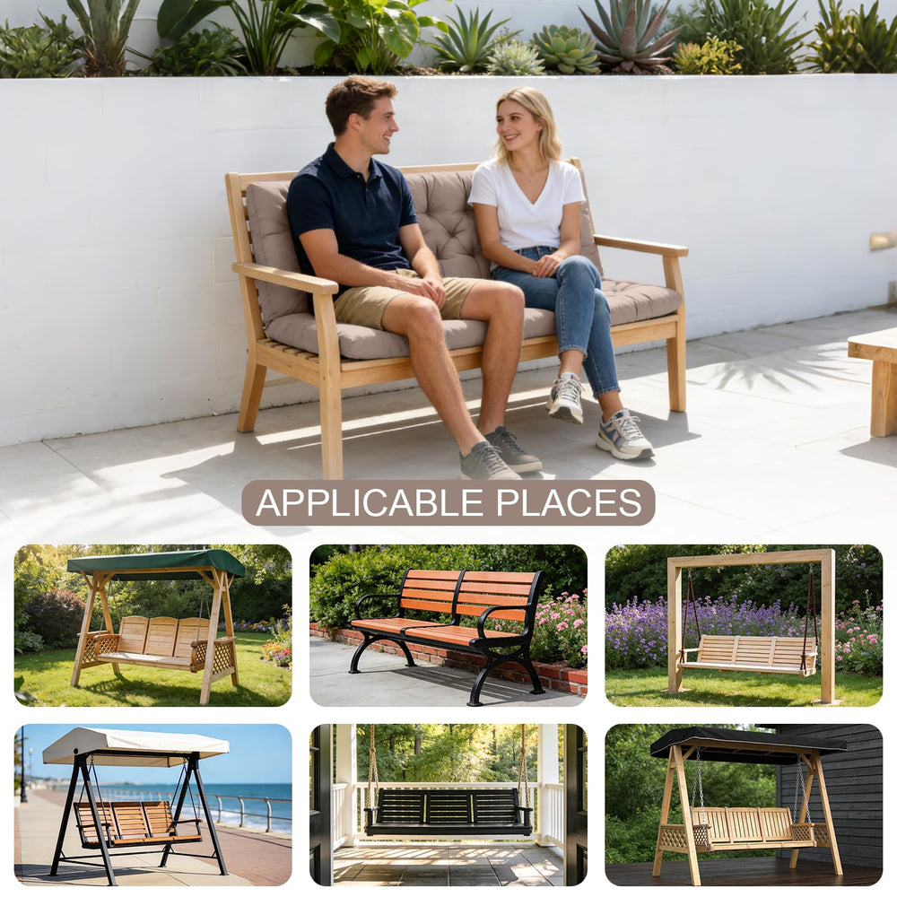 LCYY.TG cushions on bench to show scale and three-seat fit