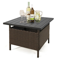 LDAILY LUARANE front view showing compact outdoor wicker table and elegant design