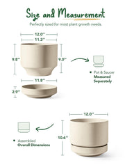 LE TAUCI detachable saucer and drainage hole shown for floor-protecting water control