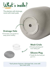 LE TAUCI drainage hole with silicone plug displayed for moisture control benefit