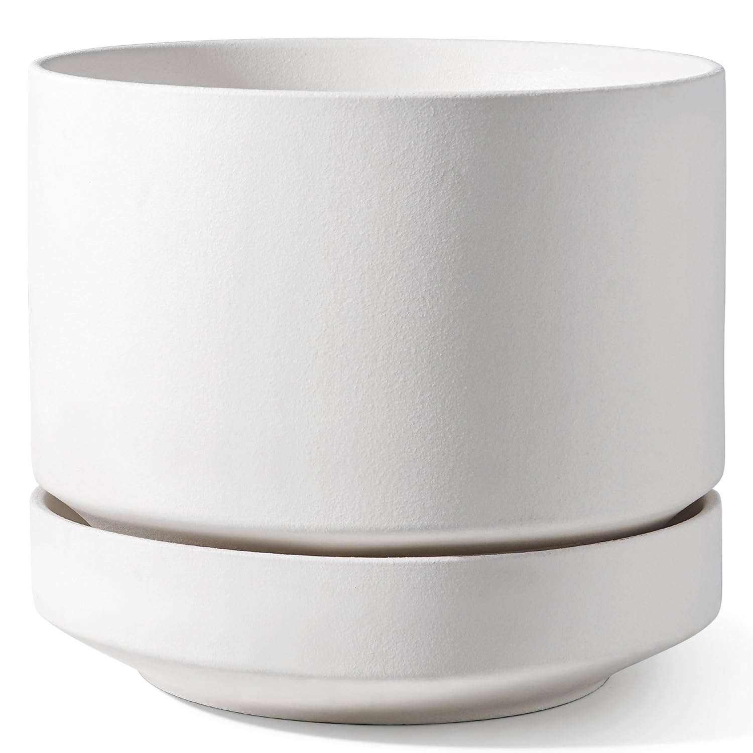 LE TAUCI front view of chalk white planter showing minimalist shape and balance