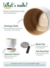 LE TAUCI mesh pad and drainage hole detail preventing soil loss and aiding drainage