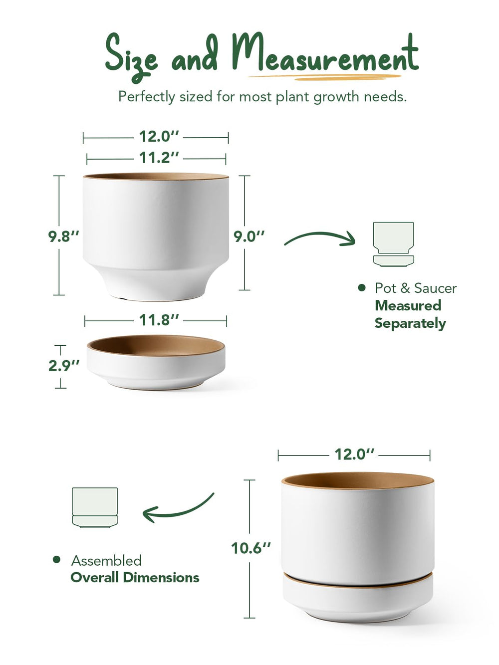 LE TAUCI detachable saucer under planter protecting floors and collecting runoff