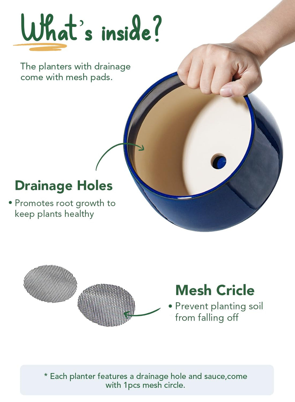 LE TAUCI mesh drain pad detail filtering soil while allowing runoff, cleaner drainage