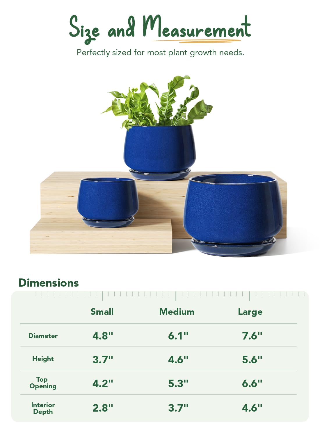 LE TAUCI pots shown with measuring tape for scale, helps choose correct size