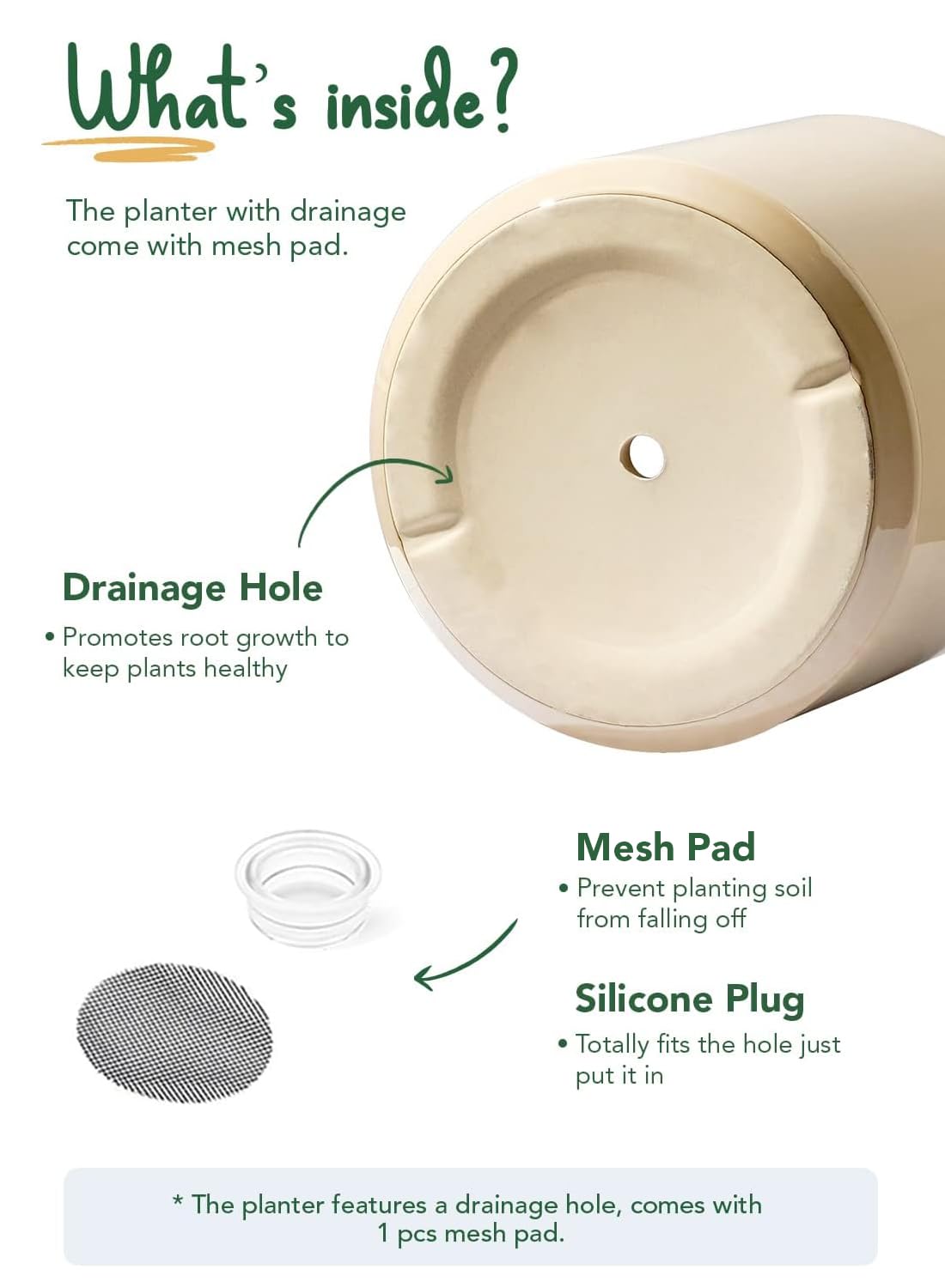 LE TAUCI beside an 11-inch nursery pot showing inner fit and repotting convenience benefit