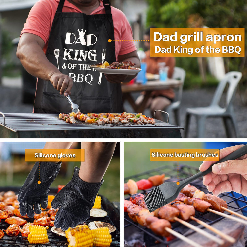 LeadEdge waterproof apron and heat-resistant gloves flat lay showing protective, practical design