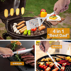 LeadEdge instant-read thermometer and grill brush detail proving quick temperature checks and clean grills