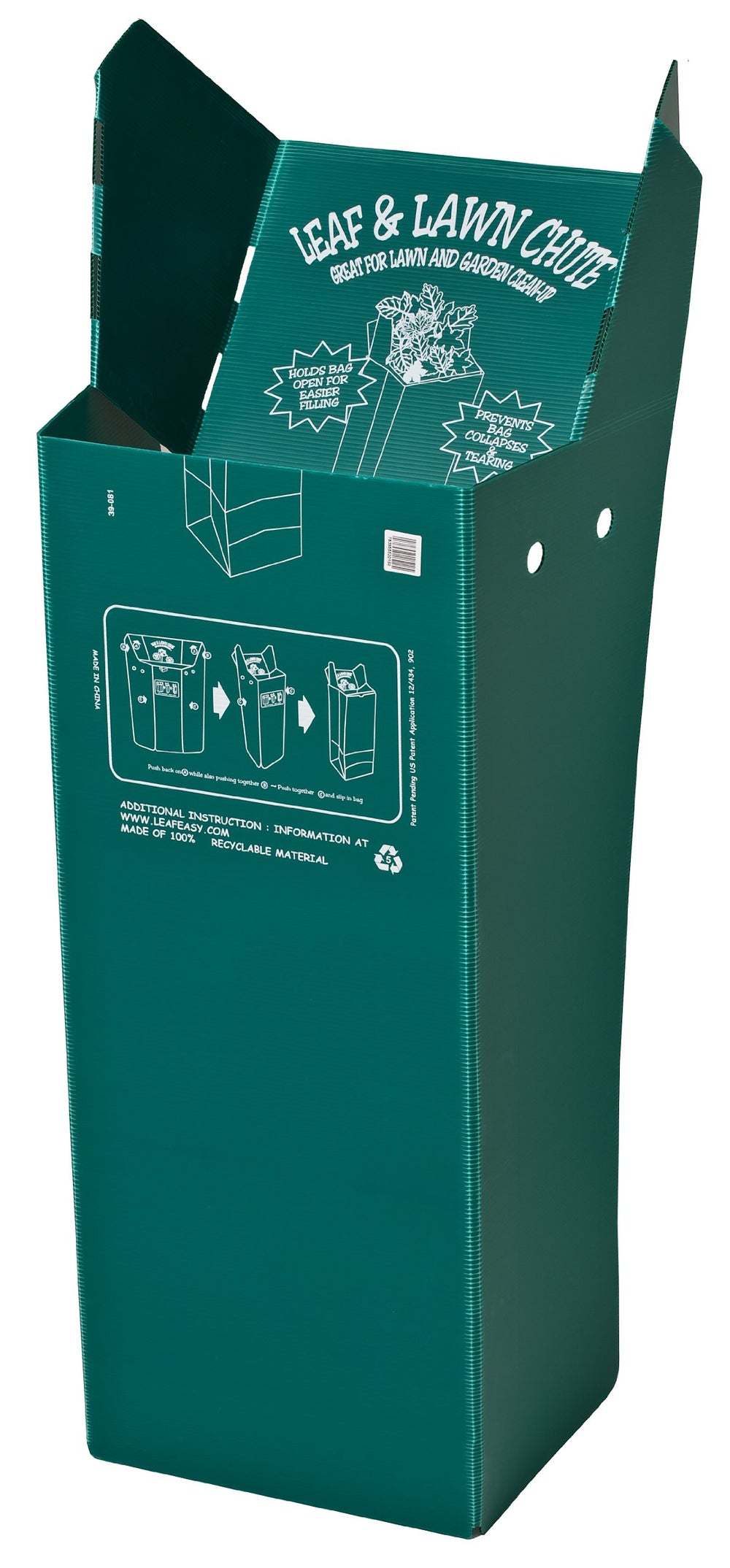 LeafEasy ATROFY in use with homeowner raking leaves into the chute for faster collection