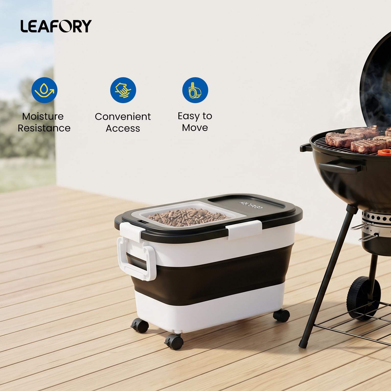 Leafory capacity comparison with a 20–25 lb bag to visualize storage