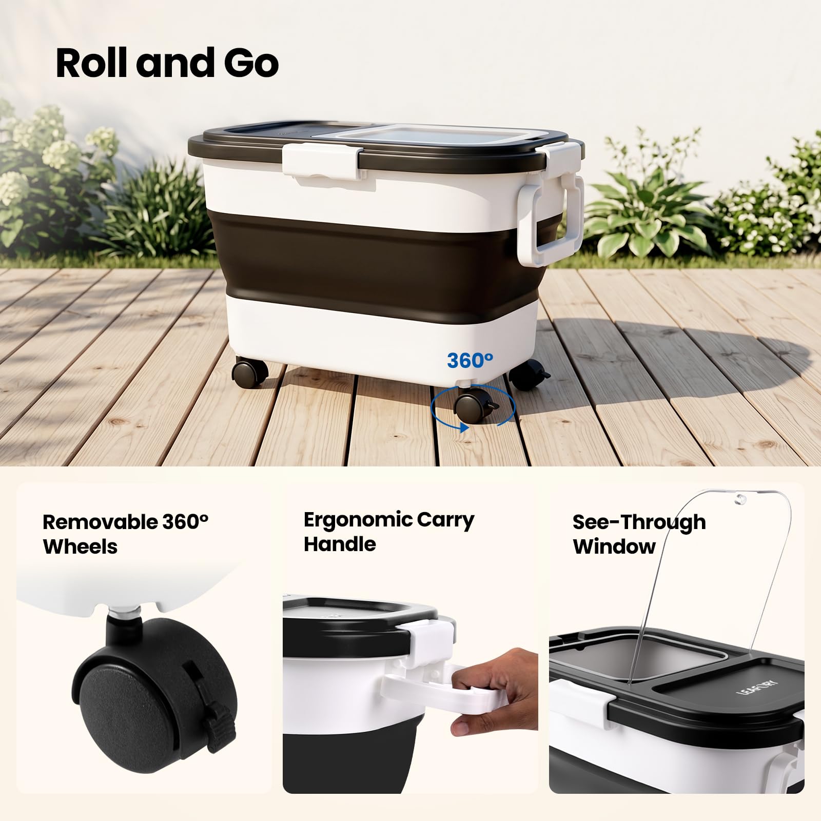 Leafory folded bin for compact storage saving space in the garage
