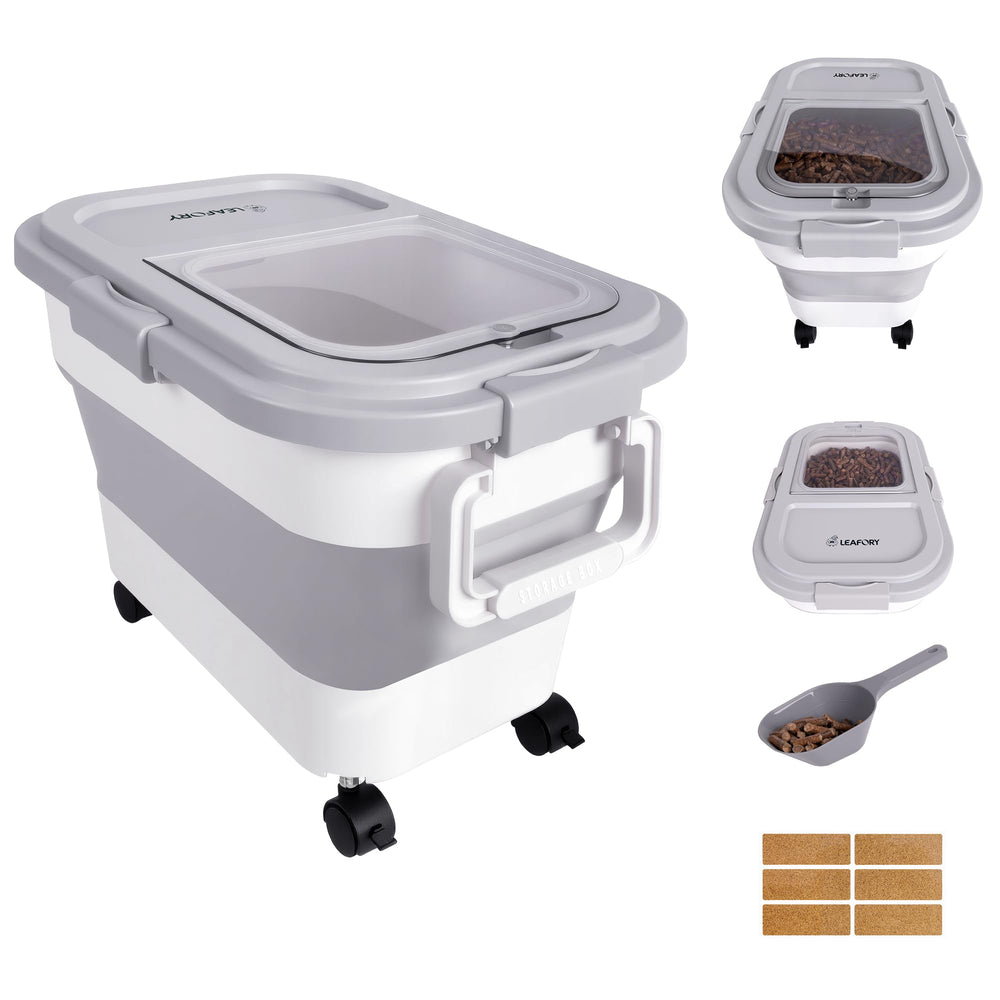 Leafory front view of packed pellet container showing capacity and neat storage