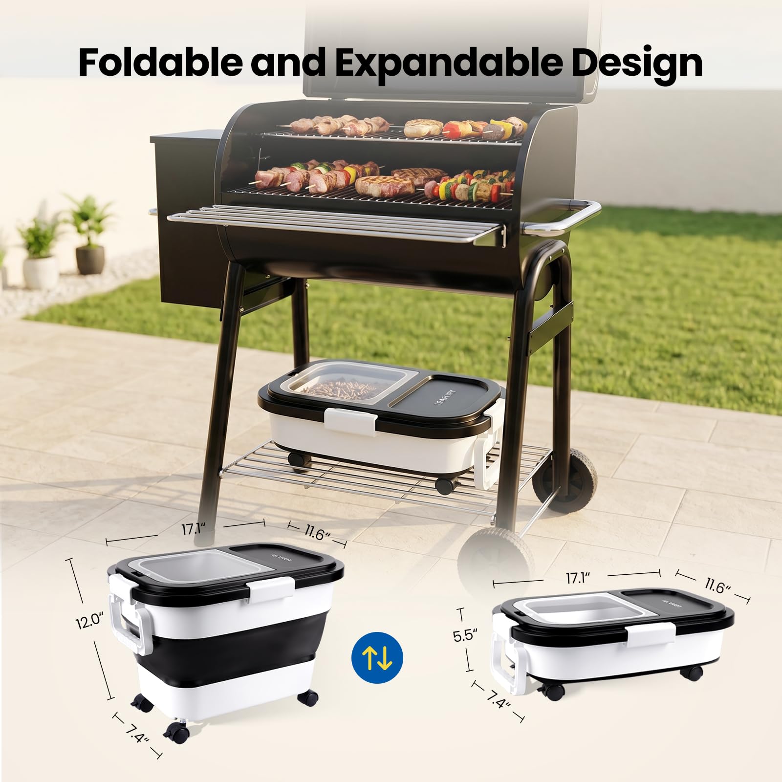 Leafory handles and wheels detail for easy transport and mobility