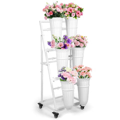 LEALIBAUSS front view of assembled flower stand showing neat vertical display and easy access