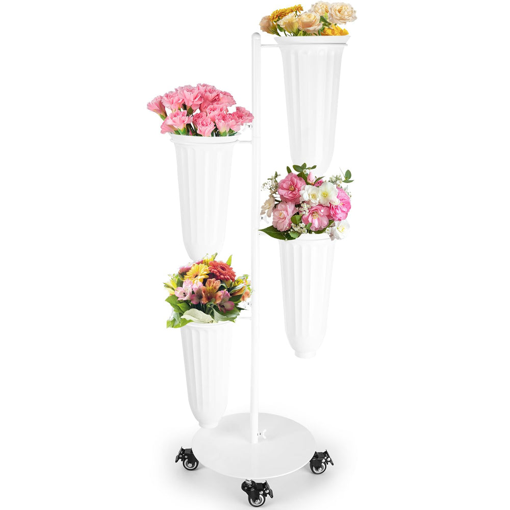 LEALIBAUSS front view of flower bar stand showing elegant display and mobility