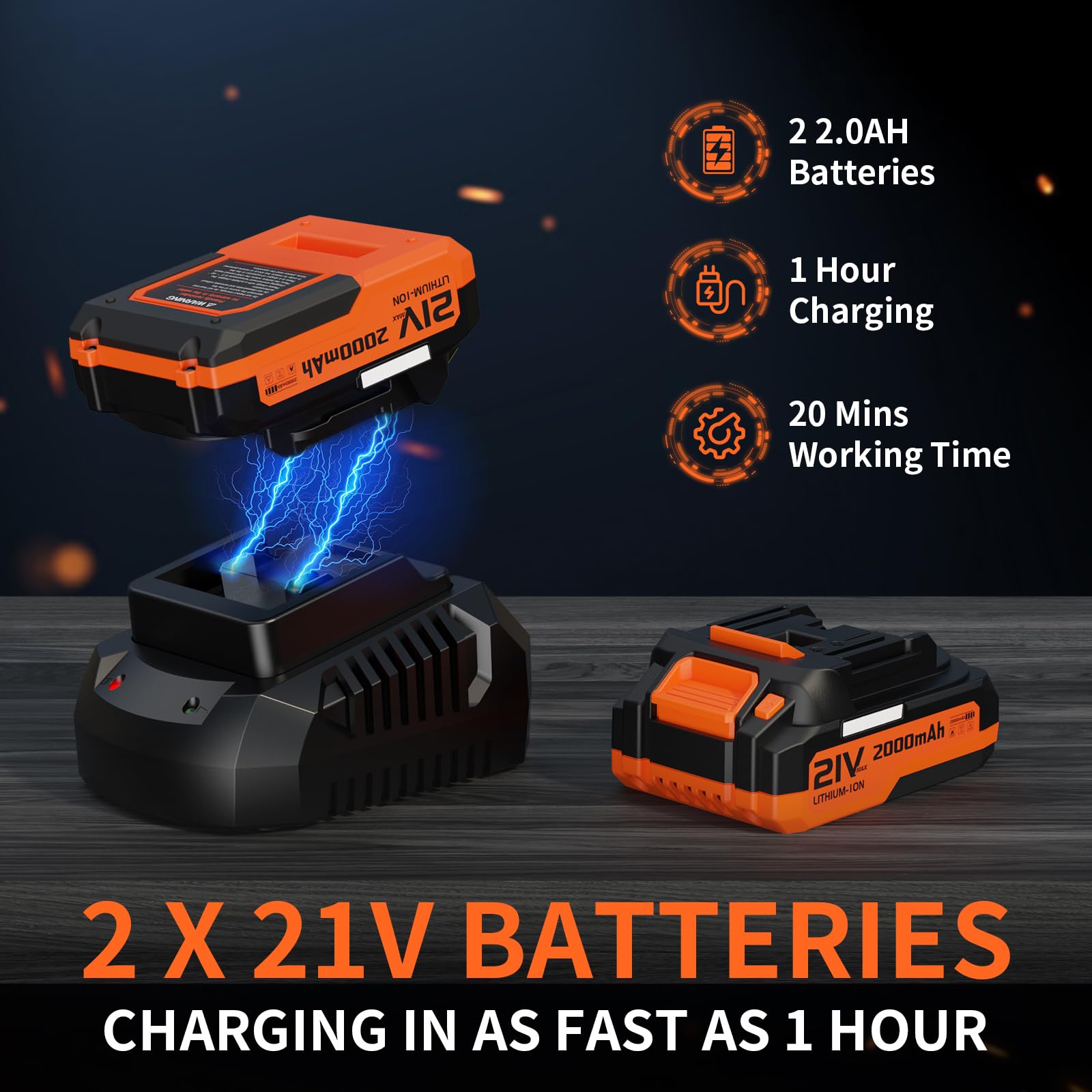 LEAPUL two batteries and fast charger displayed to show quick recharge benefit
