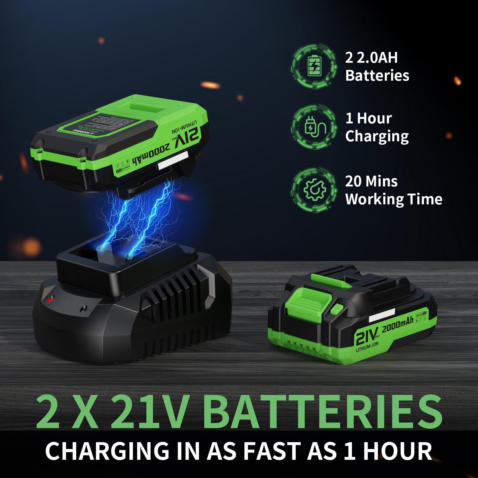 LEAPUL two 21V batteries attached to blower for extended runtime benefit