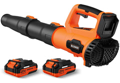 LEAPUL front view of orange cordless blower showing compact design and portability