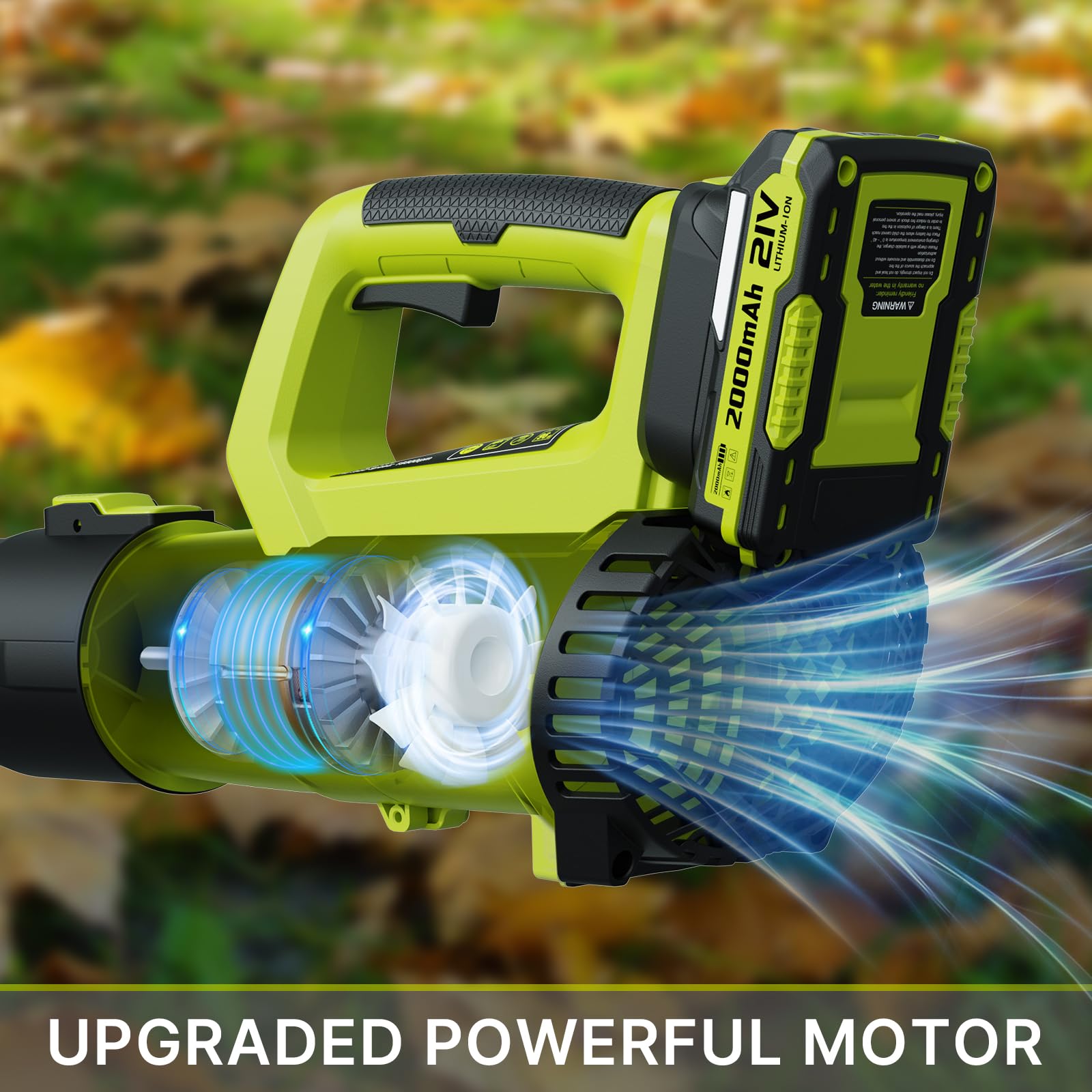 LEAPUL two 21V batteries with fast charger displayed for extended runtime