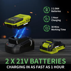 LEAPUL with two batteries and fast charger showing longer runtime advantage