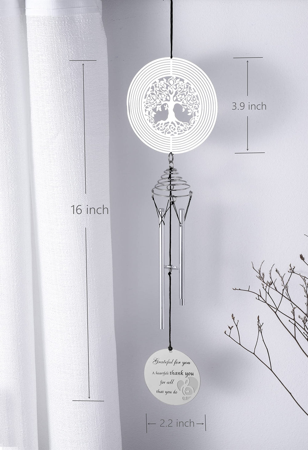 LEAVORES wind chime hung in garden adding decorative outdoor ambiance