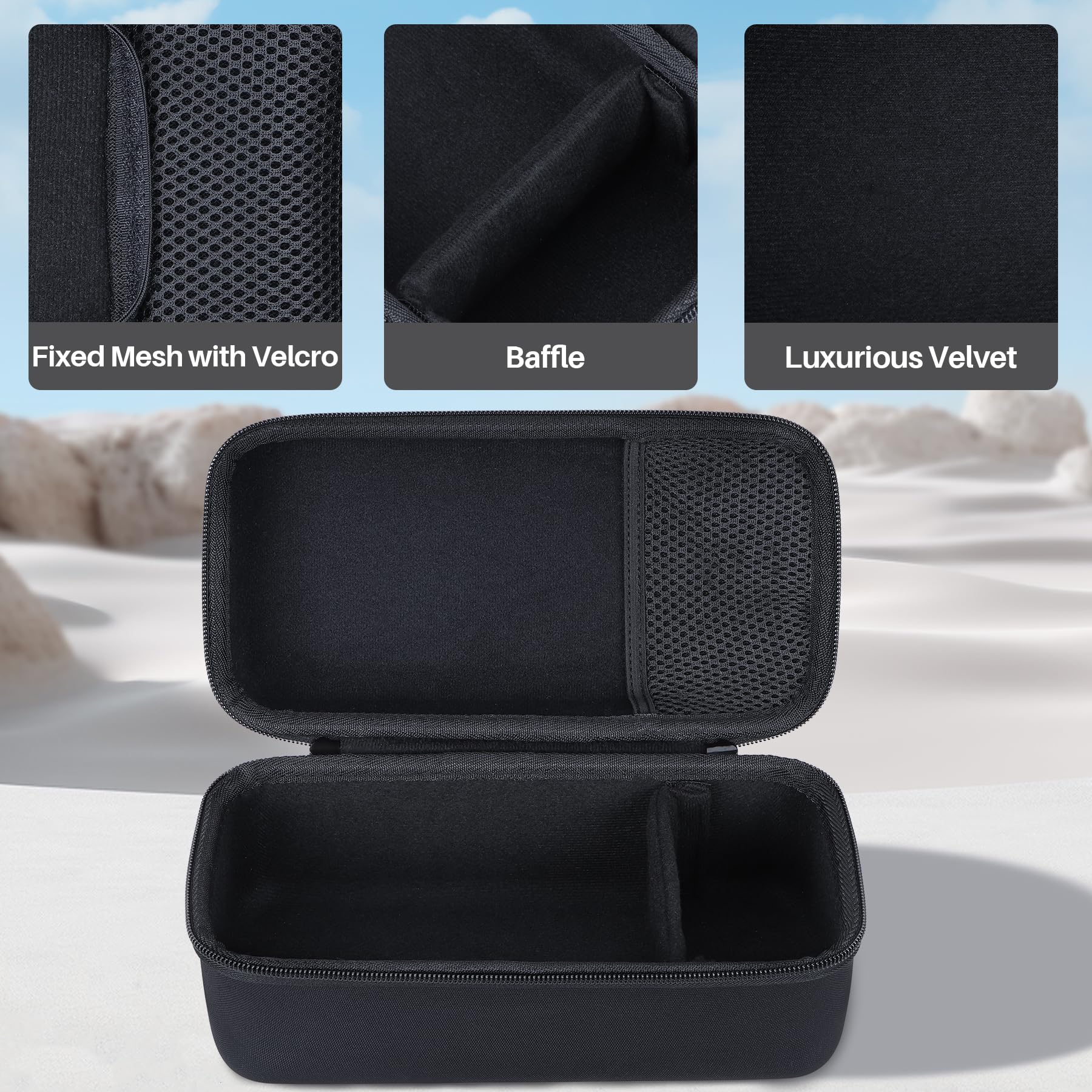 Lebakort inner mesh pocket holding cables and adapters for organized storage