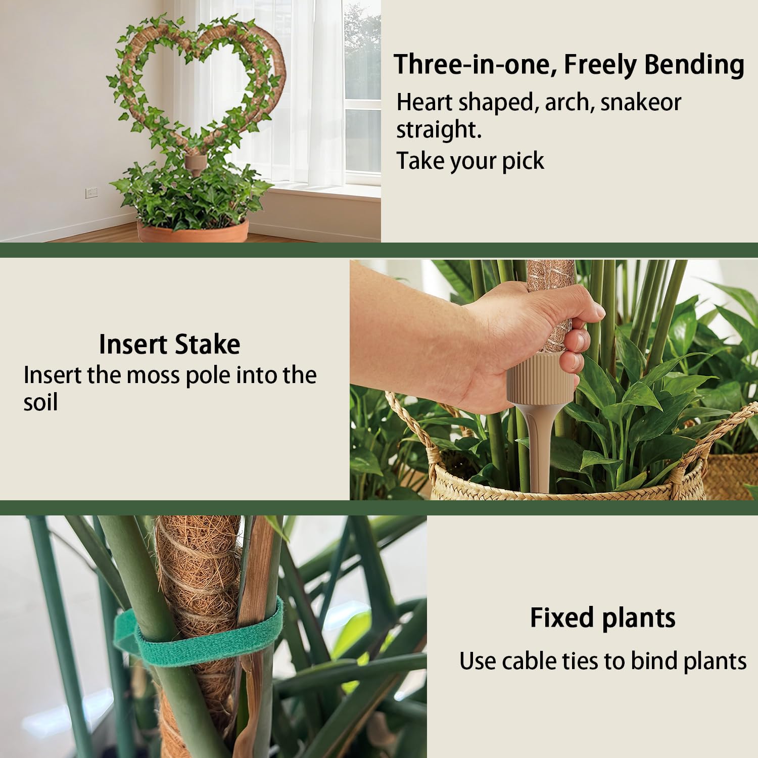 LECAMEBOR bent poles demonstrating customizable climbing paths and gentle plant guidance