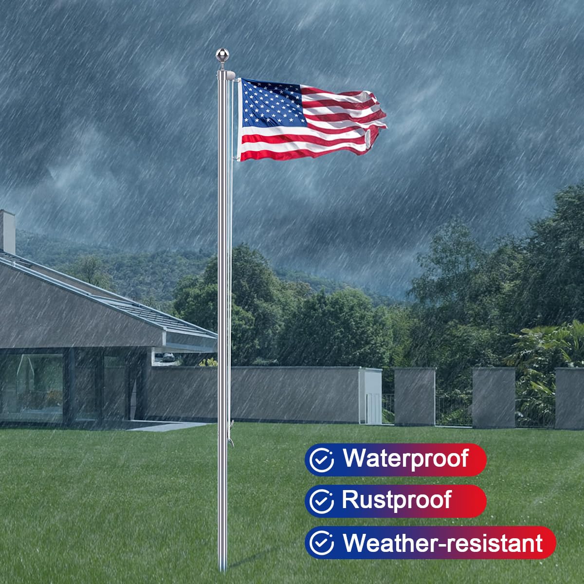 Lechansen installed kit on flagpole full-length demonstrating proper fit and function