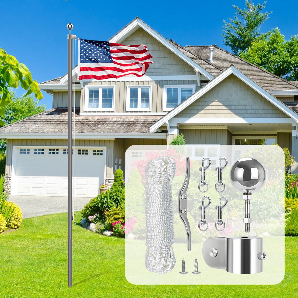 Lechansen lifestyle image of flag flying showing durable hardware performance