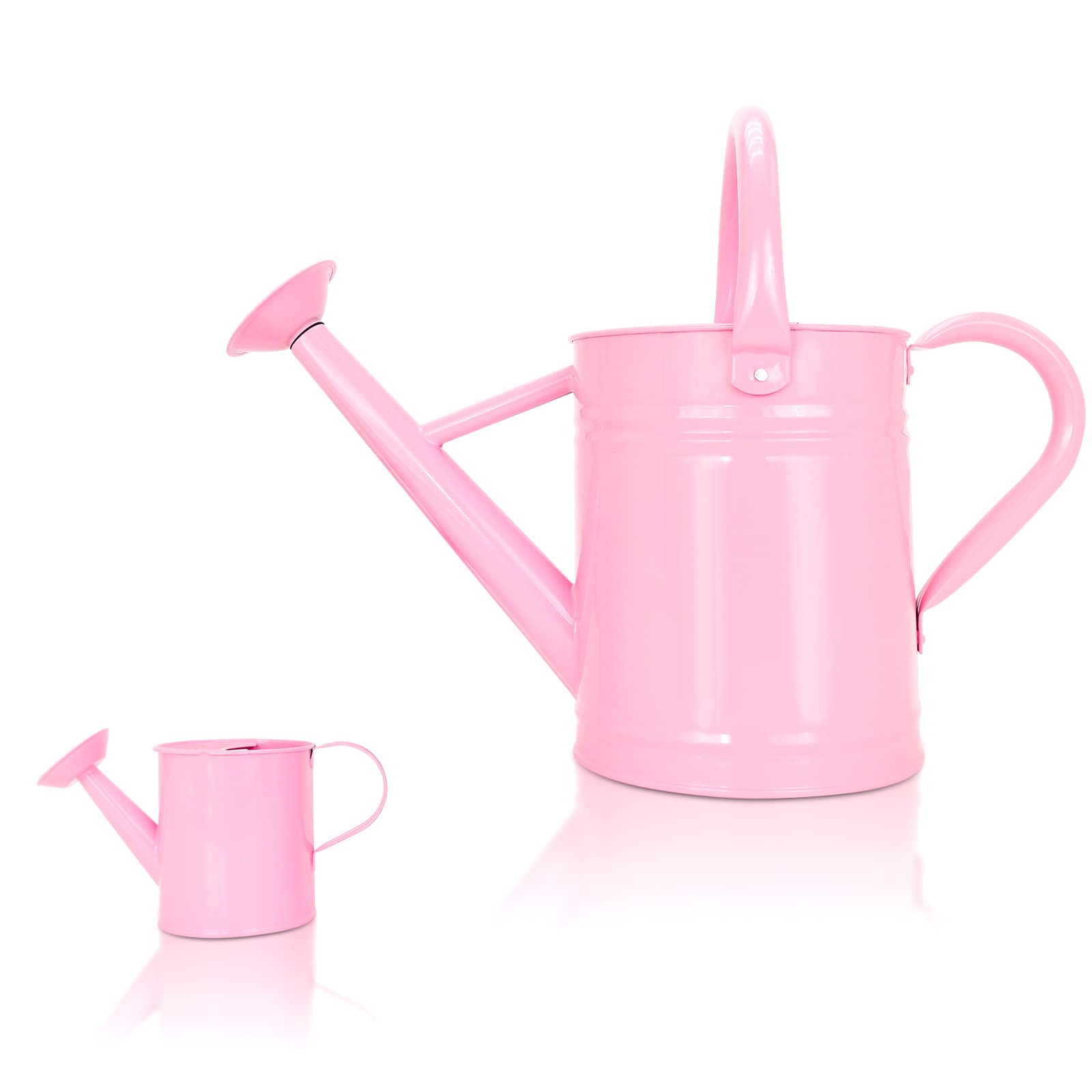 Lechloris front view pink watering can showing stylish design and portability benefit