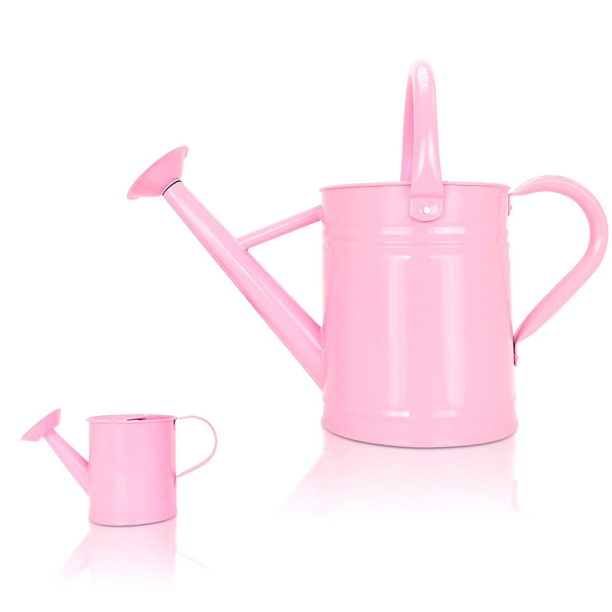 Lechloris front view pink watering can showing stylish design and portability benefit