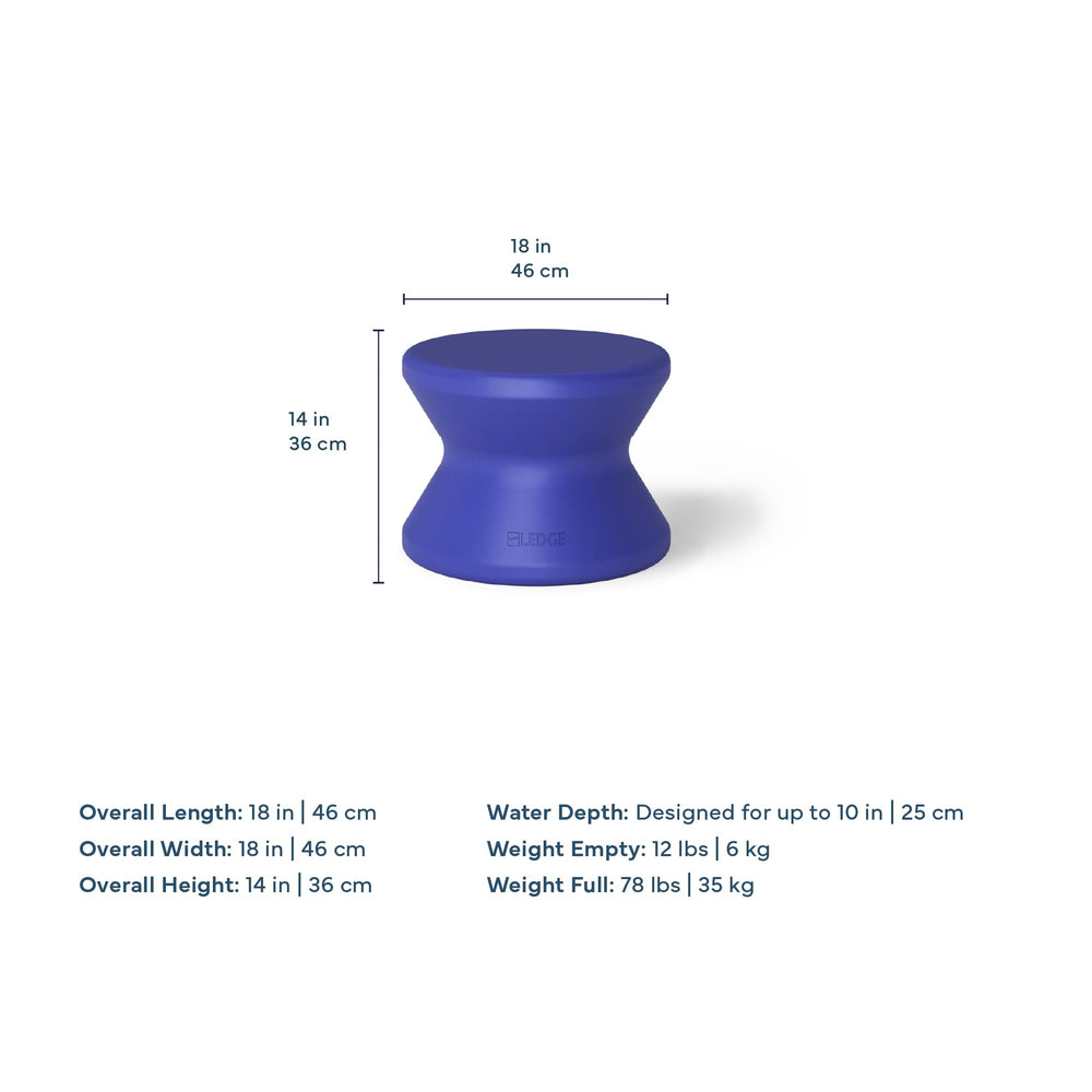 Ledge Lounger label closeup showing material and UV rating, indicates long-lasting color