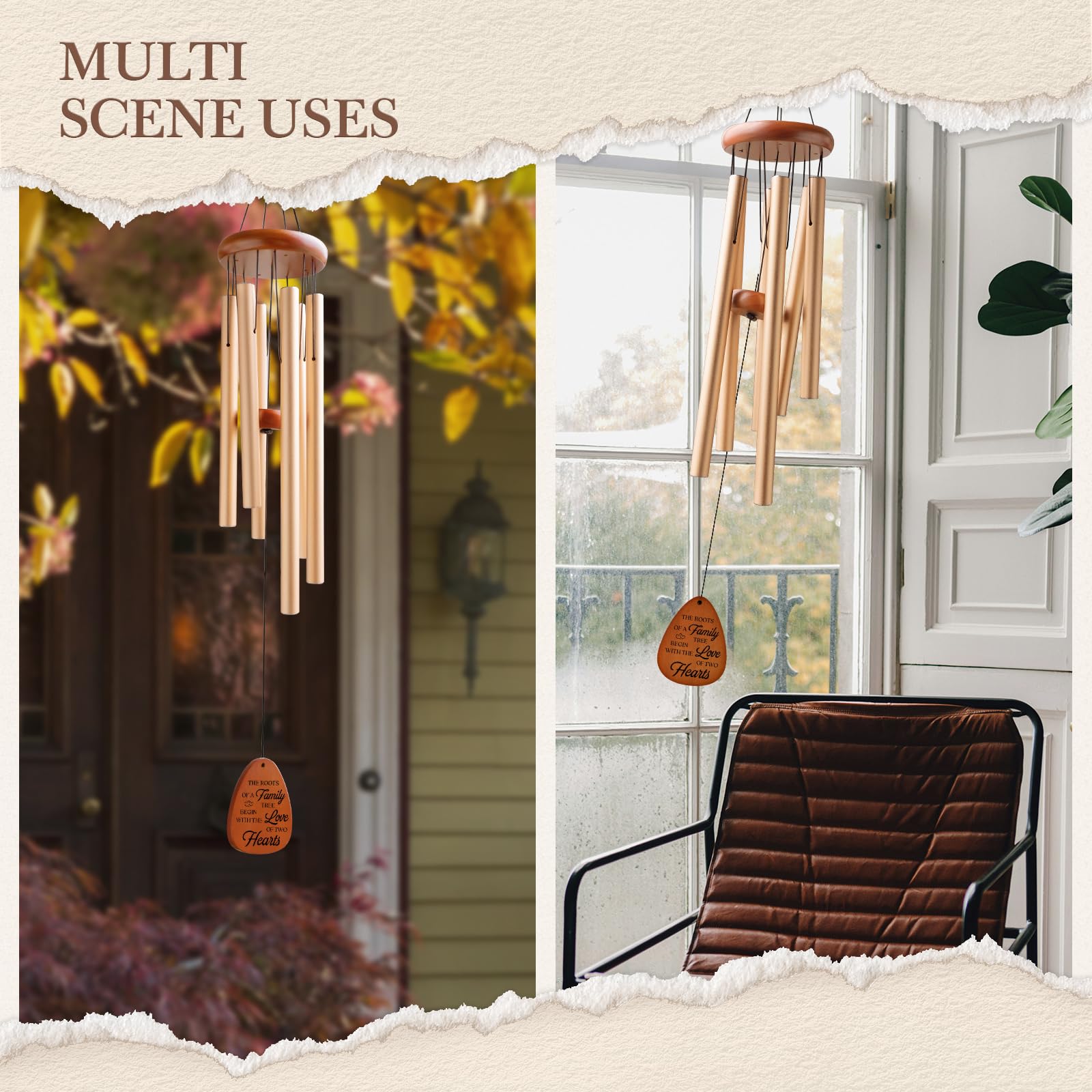 Leebbsin wind chime hanging on a porch creating relaxing sounds for outdoor spaces