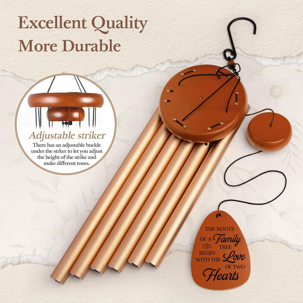 Leebbsin wind chime hanging on porch to show 36-inch scale and harmonious placement benefit