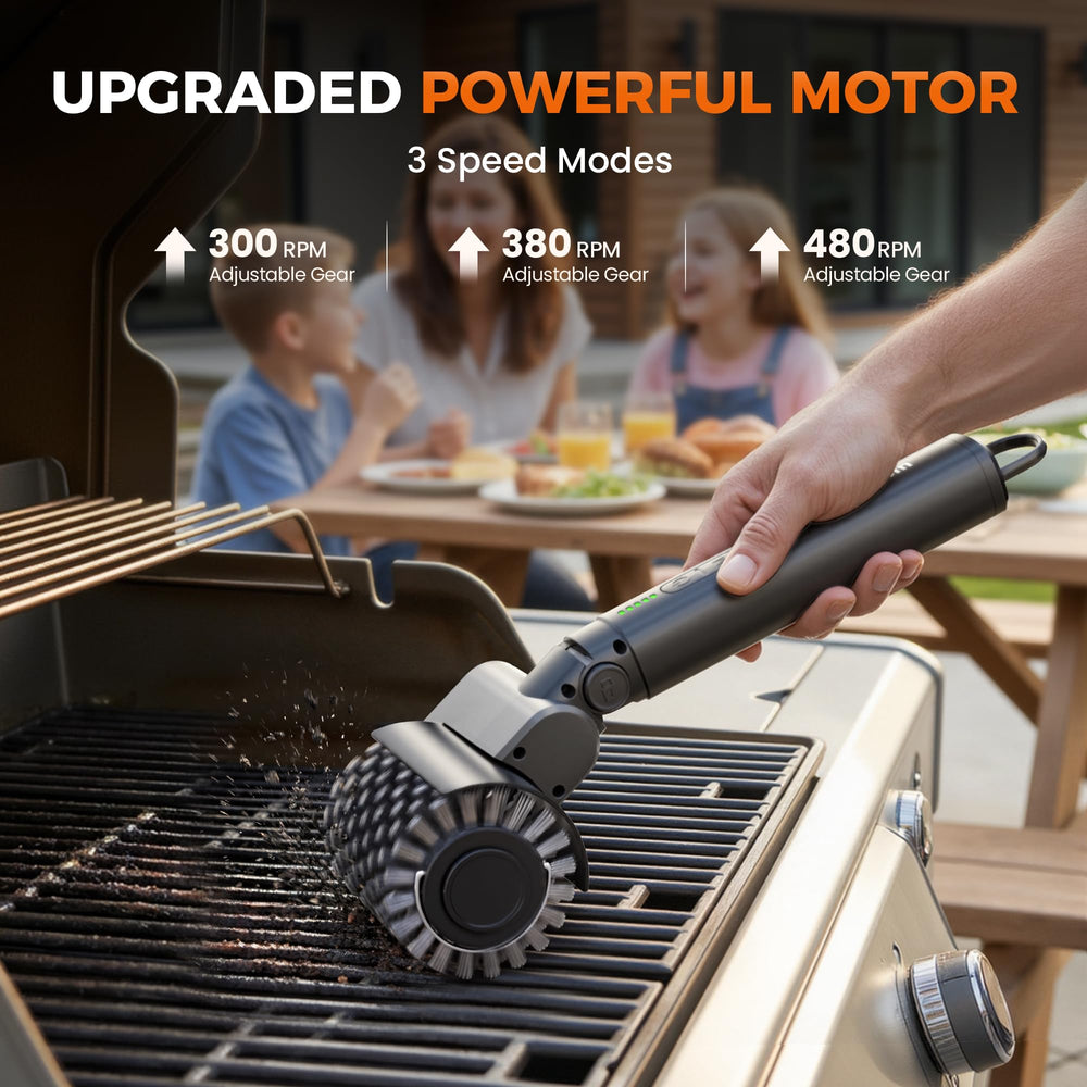 Leebein three interchangeable brush heads displayed for versatile grill cleaning