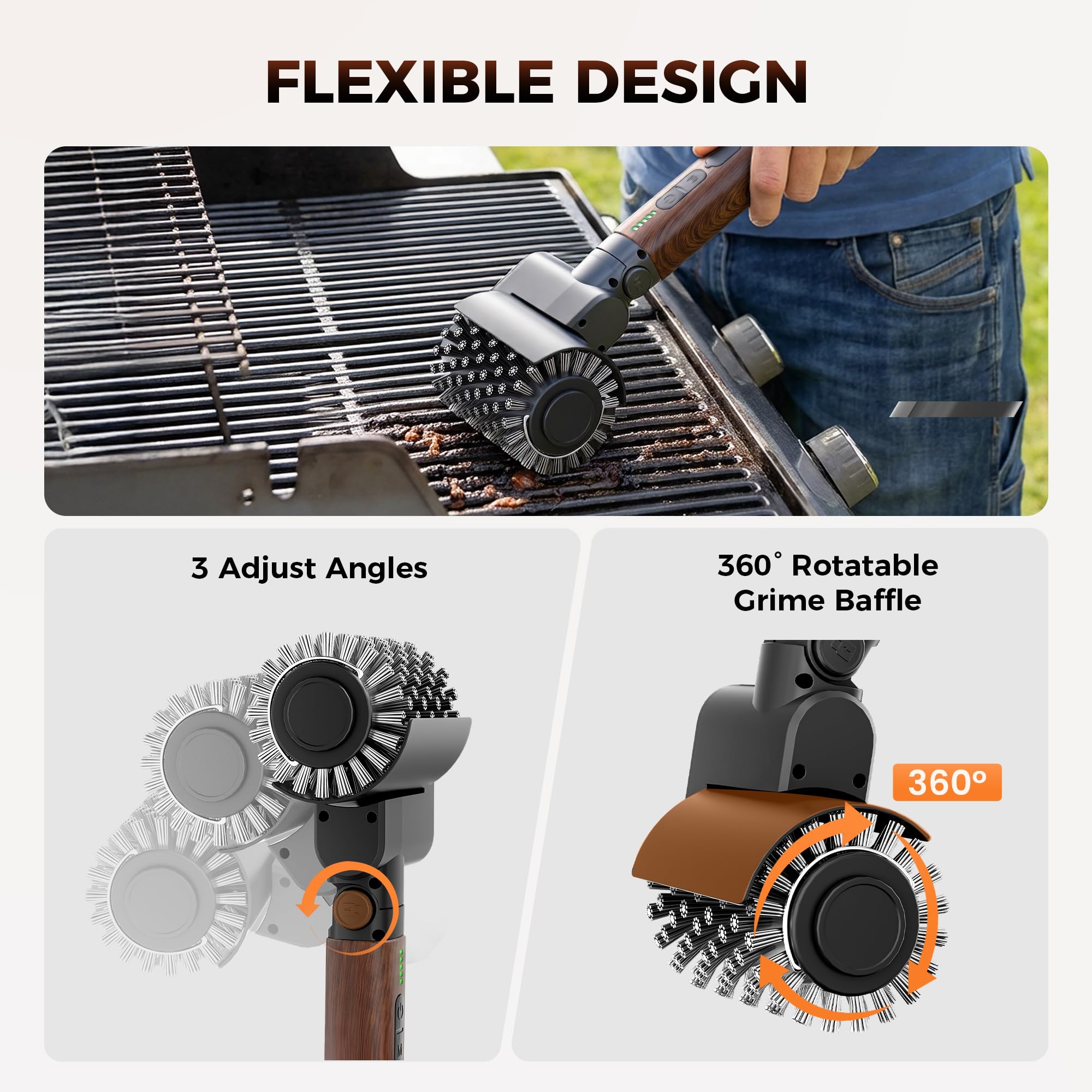 Leebein handle and three-speed controls detail for easy operation benefit