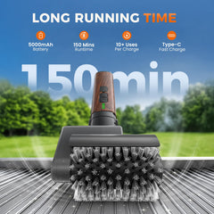 Leebein rotating brush in use on barbecue grate showing fast grease removal benefit