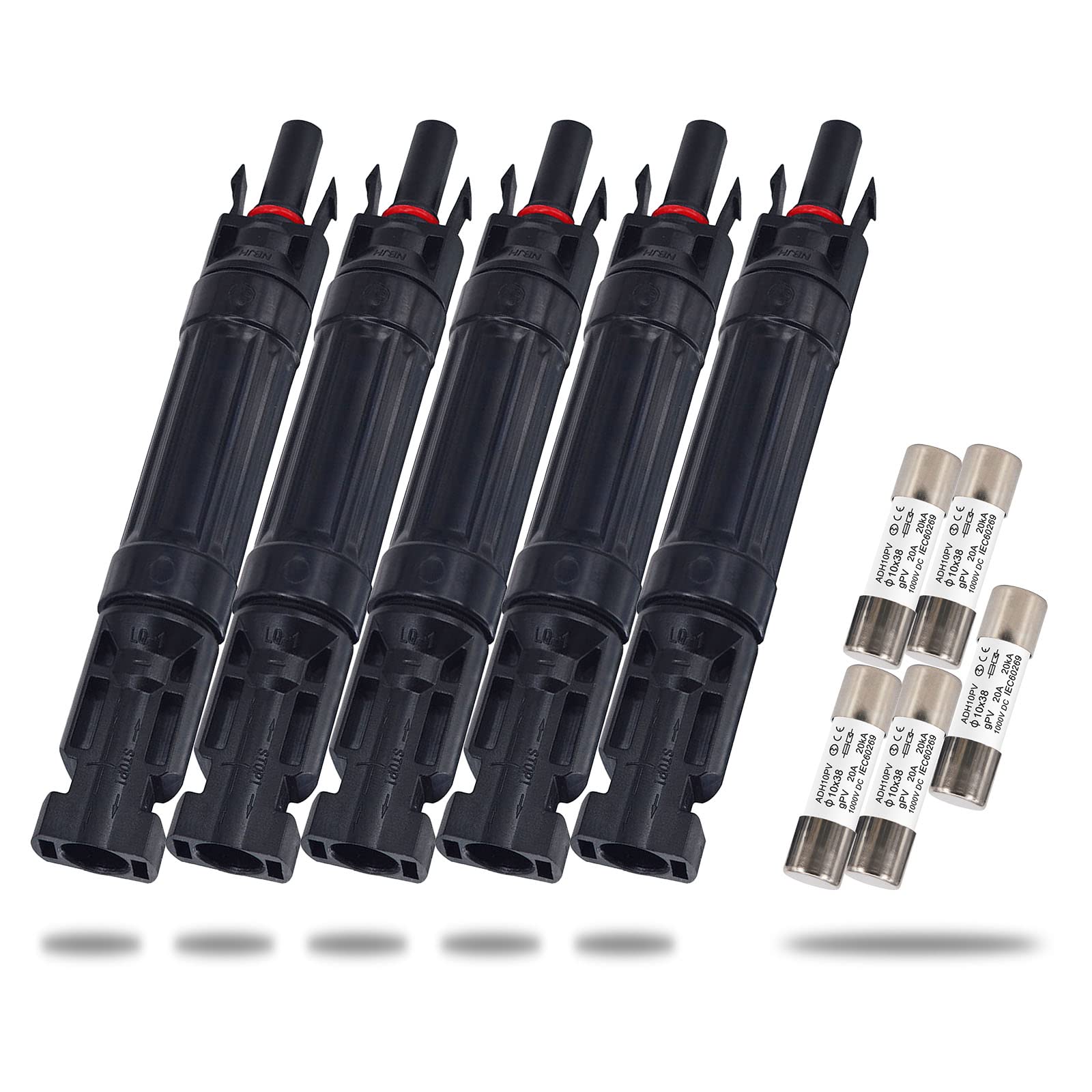 Leehitech front view of five waterproof inline fuse holders showing compact design and quick install benefit