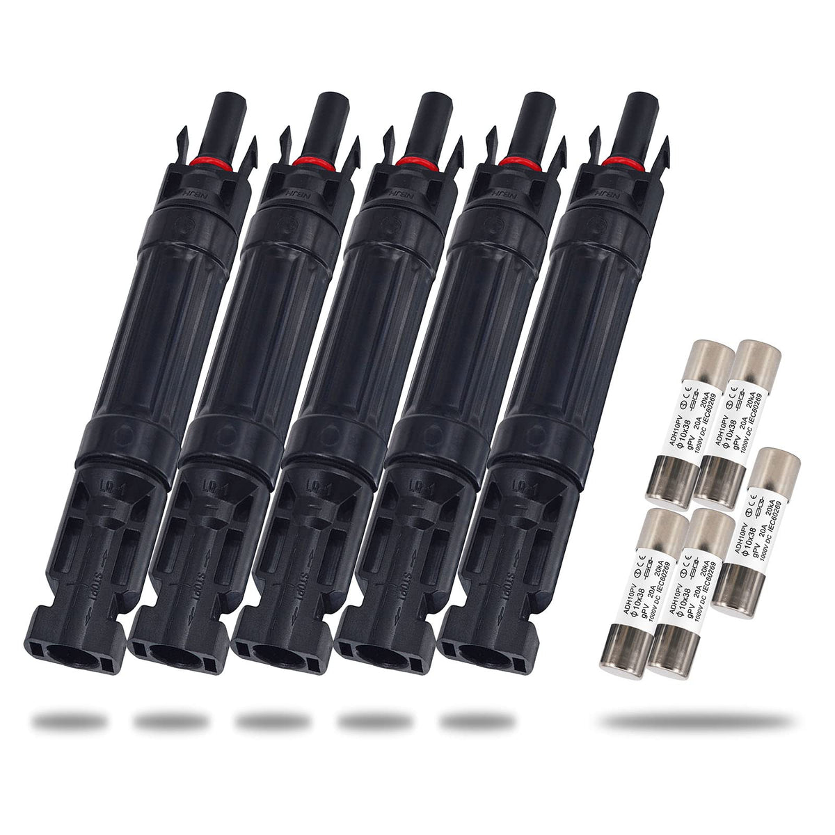Leehitech front view of five waterproof inline fuse holders showing compact design and quick install benefit