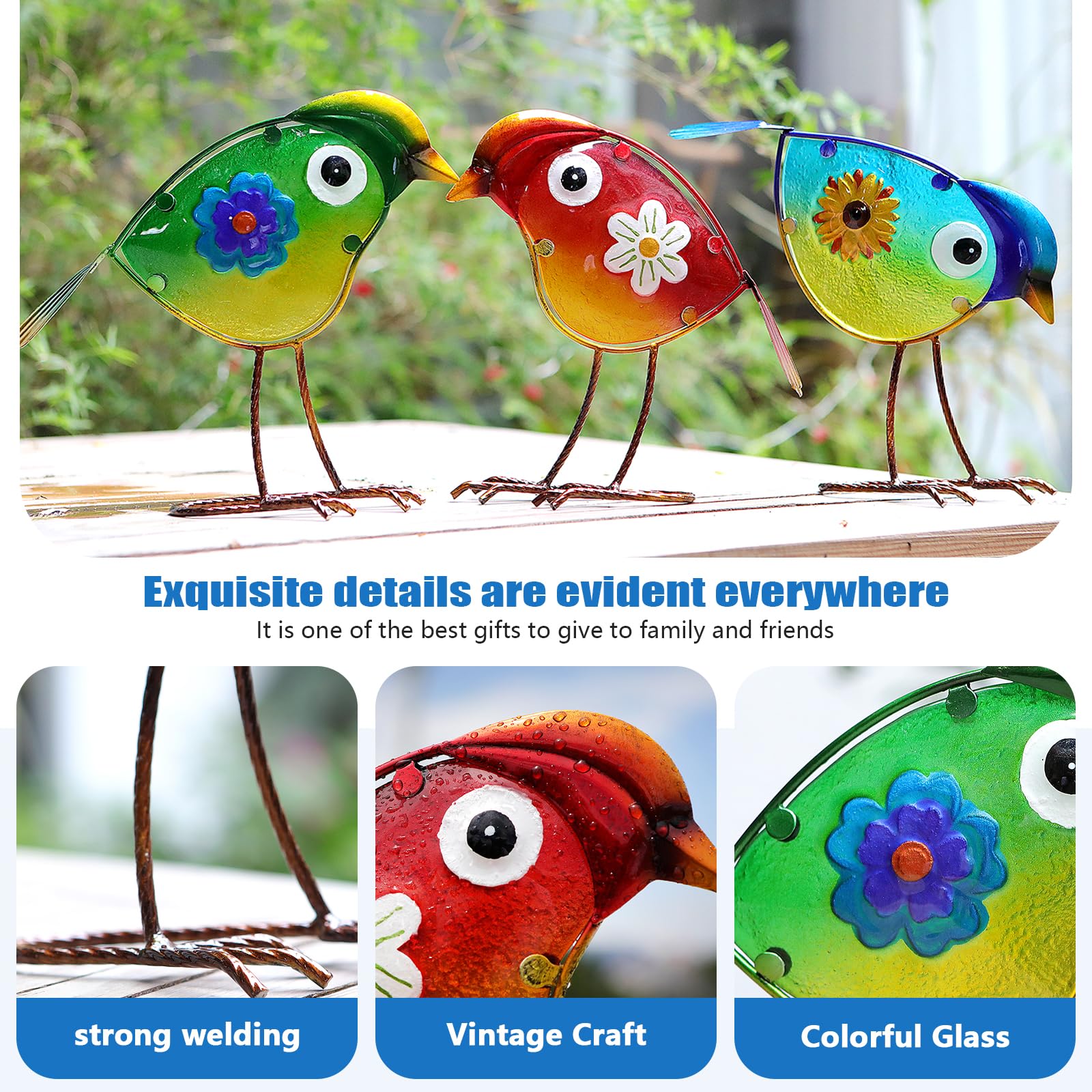 LEGIFO bird set staked in lawn demonstrating outdoor stability and charm