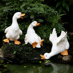 LEGIFO duck statues front view showing trio charm and easy outdoor placement
