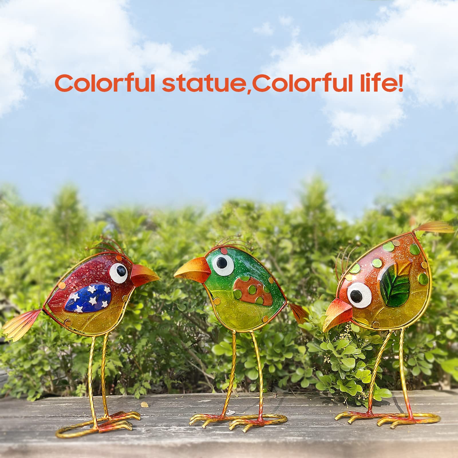 LEGIFO birds on patio table creating cheerful decor and entertaining charm