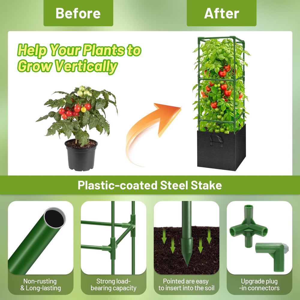 Legigo cage in use with a tomato plant demonstrating vertical support and easier harvesting