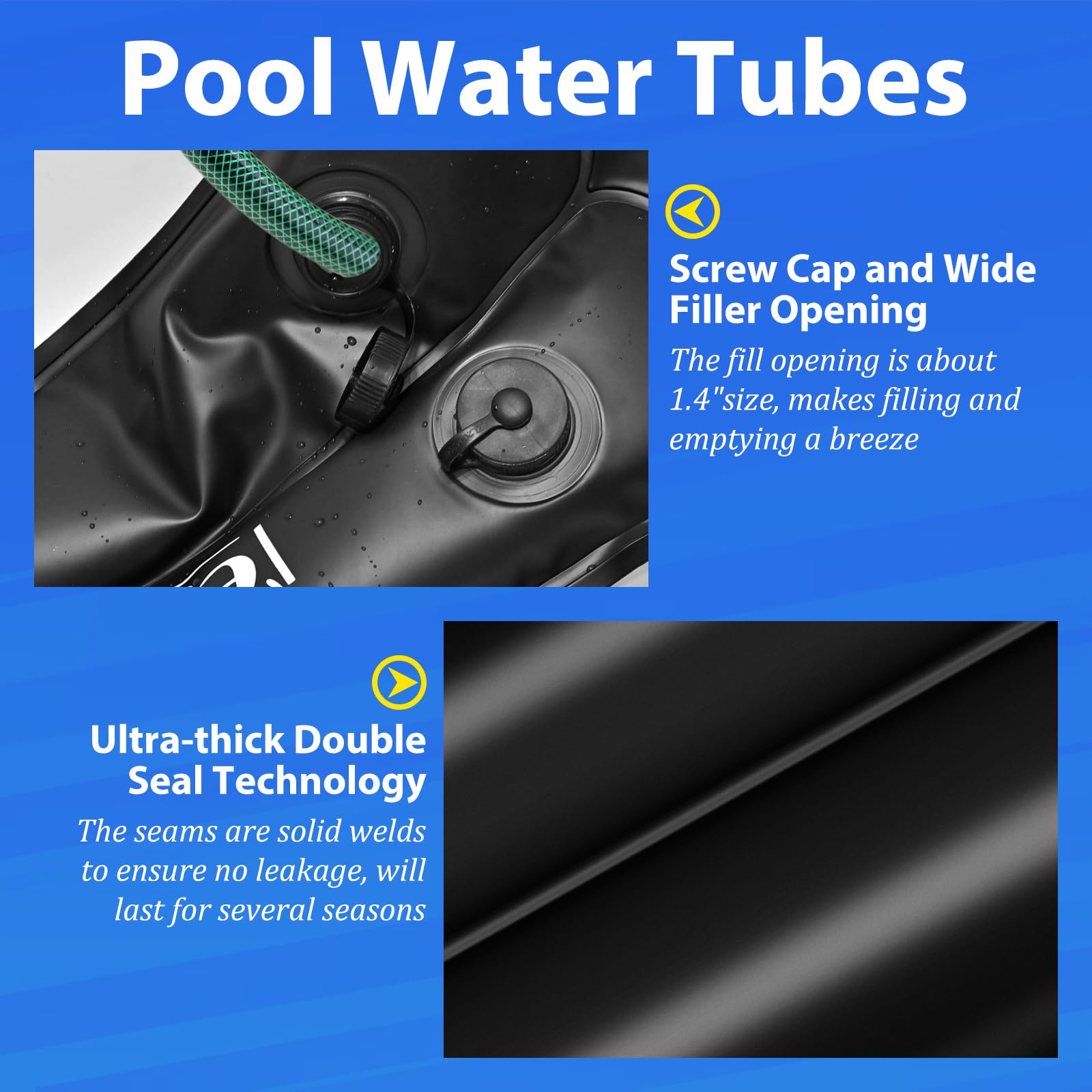 Legigo filled water tube laid along pool edge providing cover stability