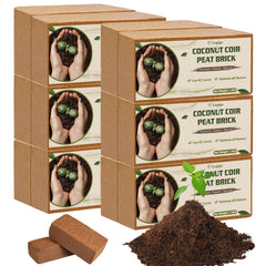 Legigo front packaging showing 12 coco coir bricks and convenient storage benefit