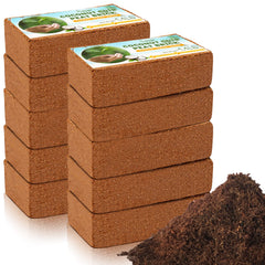 Legigo front packaging showing 10-pack coco coir bricks and sustainable branding benefits